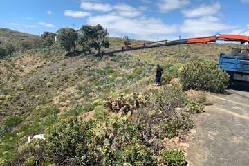 Un vehículo se sale de la vía en Hoya Niebla (Telde) y se precipita ladera abajo 20 metros/TA.